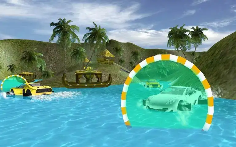 漂浮的汽车冒险-水冲浪特技种族