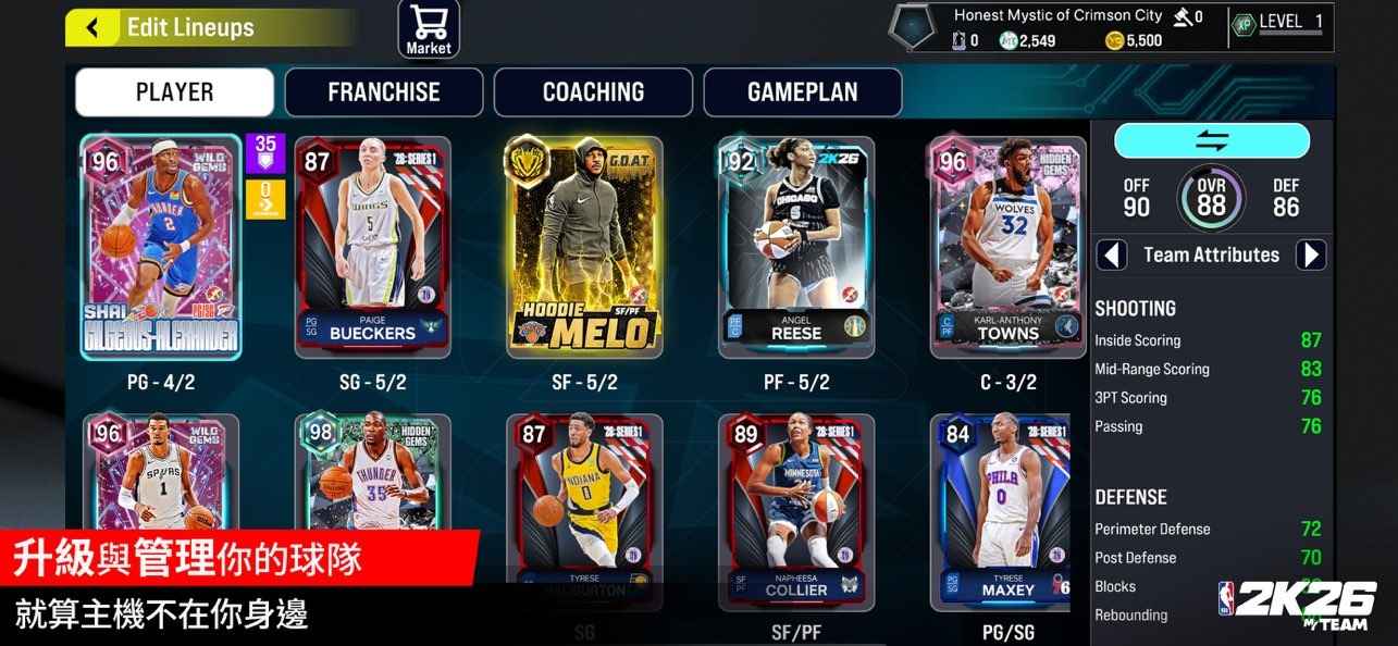 NBA 2K26梦幻球队国际服